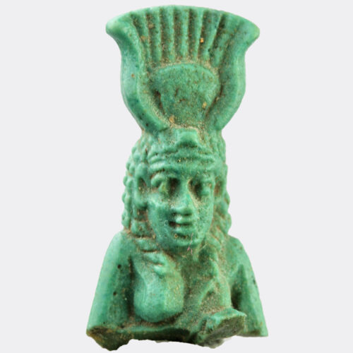 Egyptian faience Isis and Horus amulet fragment