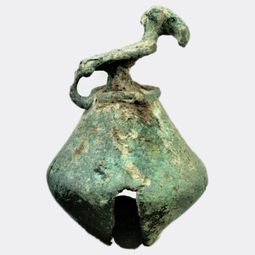 Pre-columbian copper bell with bird figure