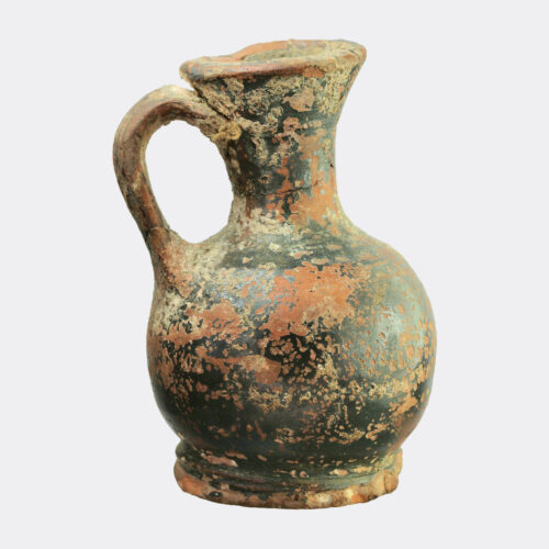 Greek Attic black glaze pottery squat lekythos