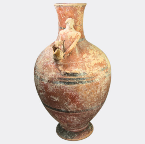 Cypriot large pottery jug with figure decoration