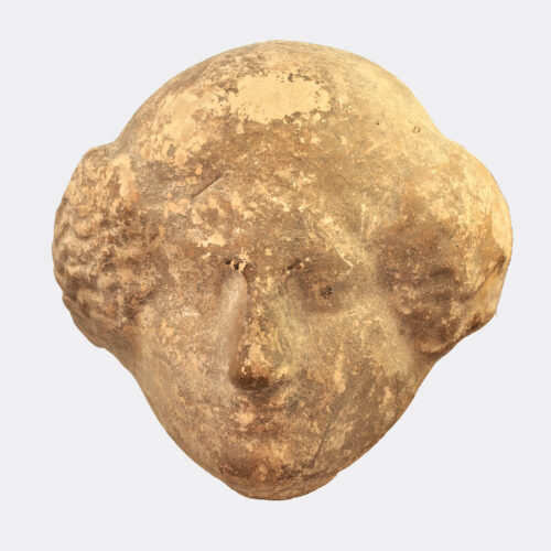 Greek terracotta protome head, exhibited and published