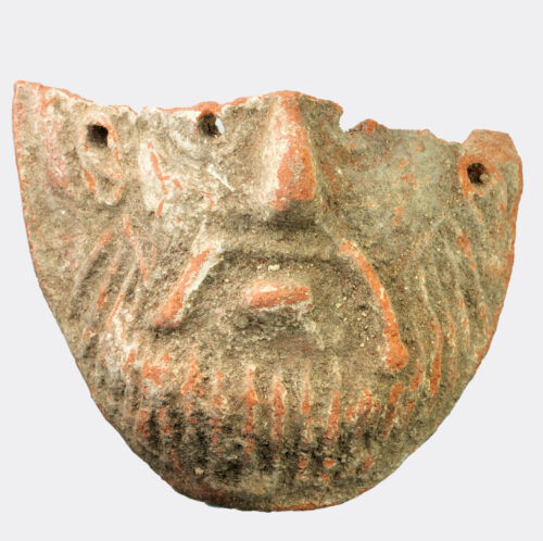 Greek terracotta theatre mask fragment