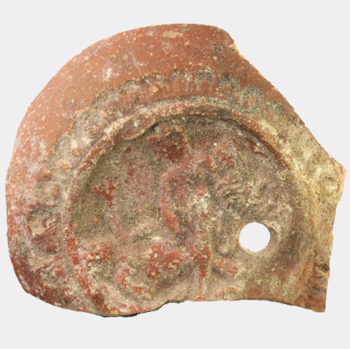 Roman erotic oil lamp fragment