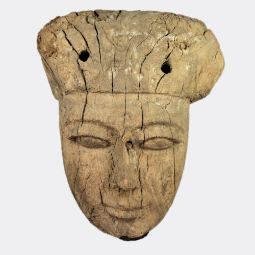 Egyptian large carved wood mummy mask