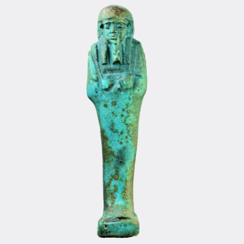 Egyptian dark blue glazed faience shabti figure