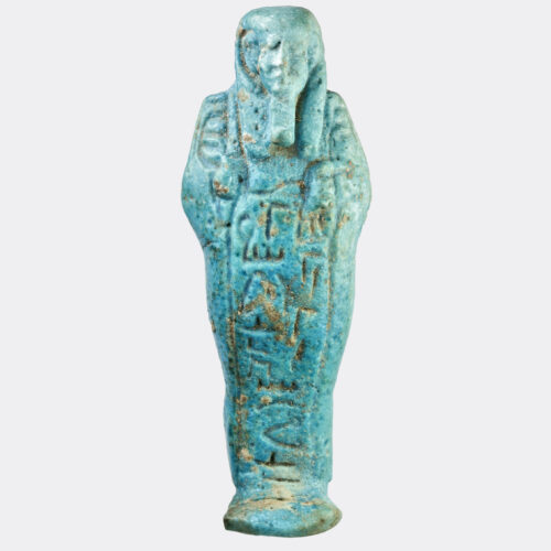 Egyptian faience shabti of Montu-hotep, ex. EEF