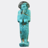 Egyptian small glazed and painted faience shabti