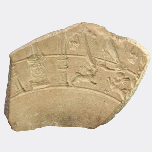 Roman Samian Ware mould fragment with sphinx decoration