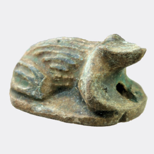 Egyptian glazed steatite frog seal of Queen Tiye