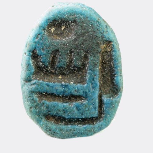 Egyptian New Kingdom faience human head scaraboid seal