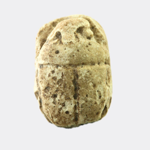 Egyptian small inscribed faience scarab