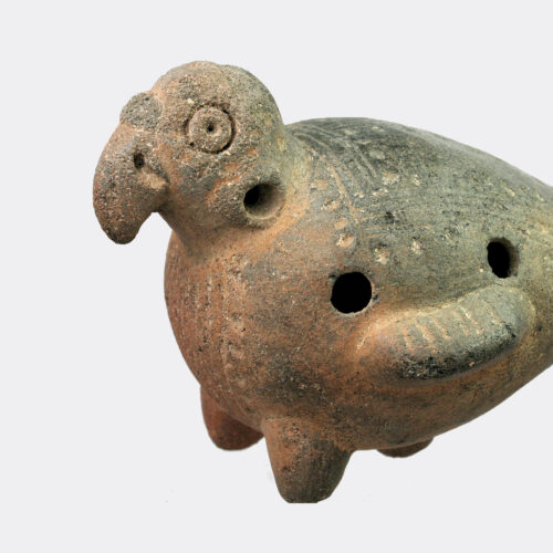 Pre-Columbian pottery parrot whistle