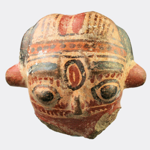 Pre-Columbian Nicoya painted pottery head