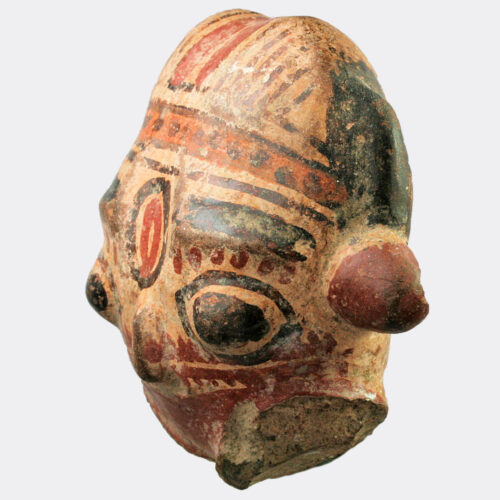 Pre-Columbian Nicoya painted pottery head
