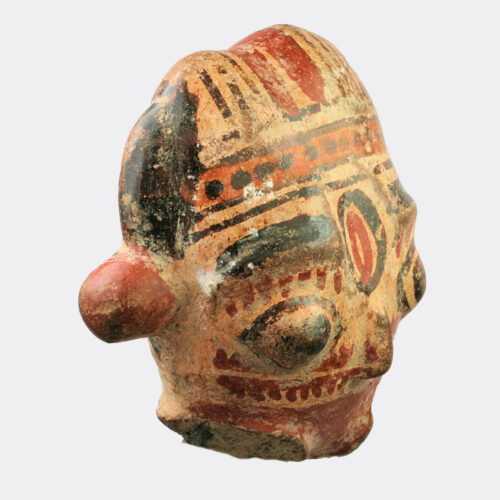 Pre-Columbian Nicoya painted pottery head