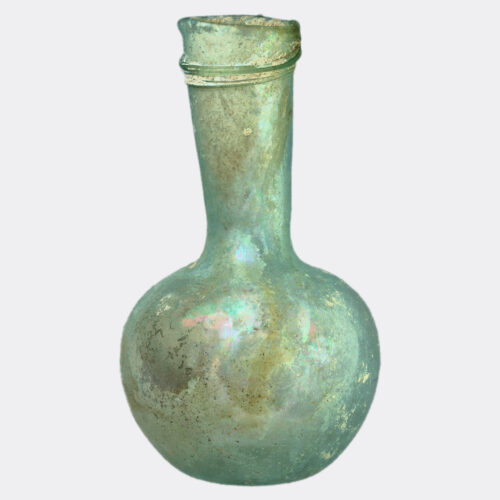 Roman blue glass vase with trailed collar decoration