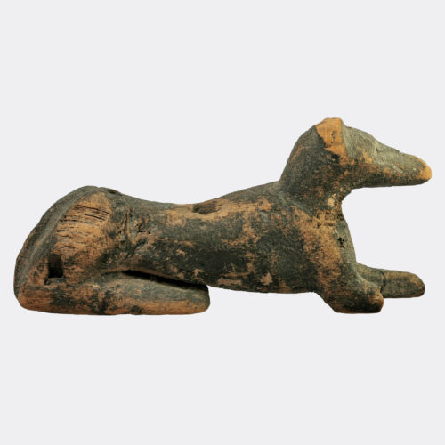 Egyptian painted wood figure of Anubis